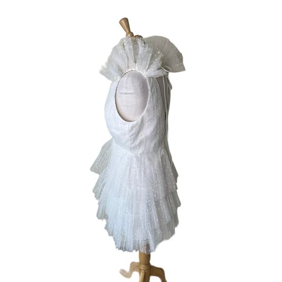 ML Monique Lhuillier Perrie Tiered Shoulder-Ruffle V-Neck Mini Dress Size 10 NWT - Picture 13 of 15